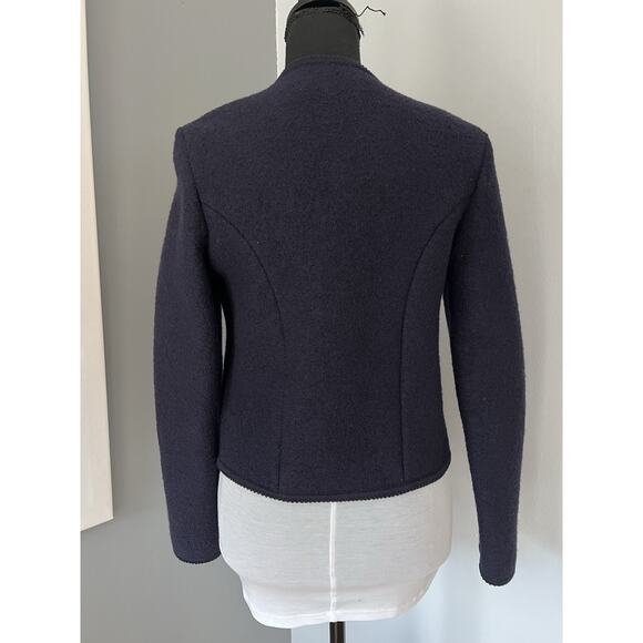 Geiger Austria Pure Boiled Wool Cardigan Women's 40 Blue Ornate Buttons Small - Picture 5 of 14